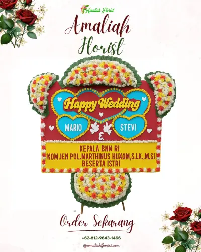 Karangan Papan Bunga Pernikahan di Lerep